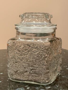 Vintage Princess House Fantasia Crystal Square Canister Jar w/ Lid #549 Storage